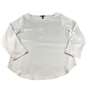 Eileen Fisher Women's Satin Ballet Neck Top Recycled Polyester Bone NWT Sz S/P